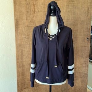 No Boundaries Black and White Striped Hoodie